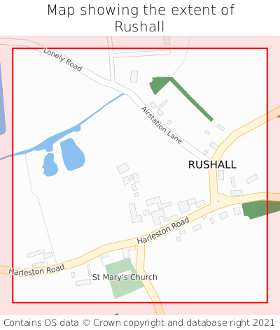 Map showing extent of Rushall as bounding box