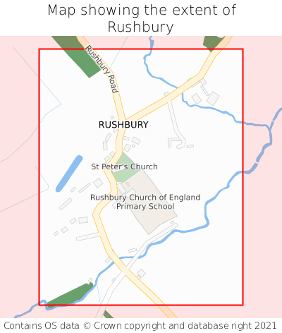 Map showing extent of Rushbury as bounding box