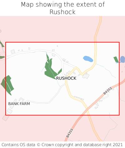 Map showing extent of Rushock as bounding box