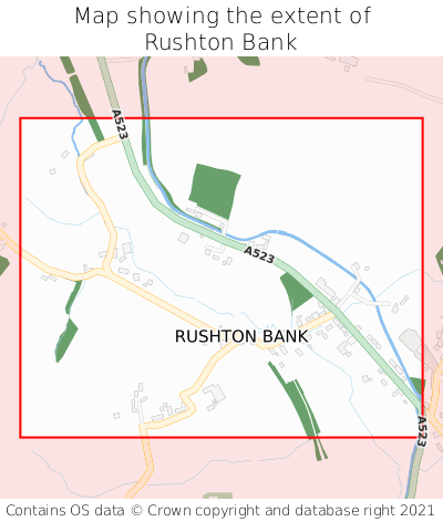 Map showing extent of Rushton Bank as bounding box