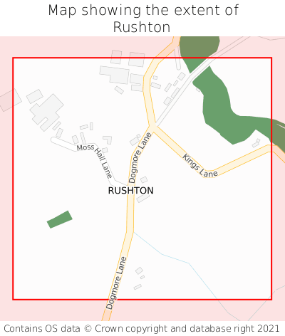 Map showing extent of Rushton as bounding box