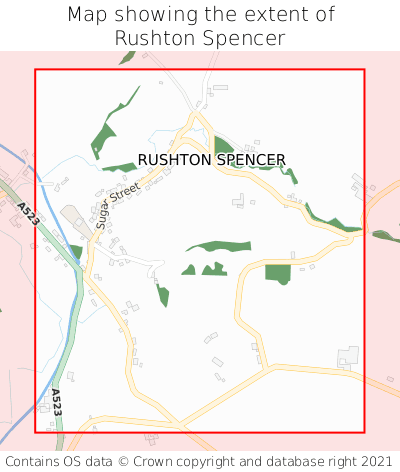 Map showing extent of Rushton Spencer as bounding box