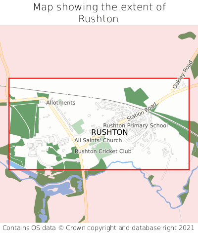 Map showing extent of Rushton as bounding box