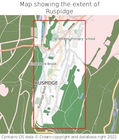 Map showing extent of Ruspidge as bounding box