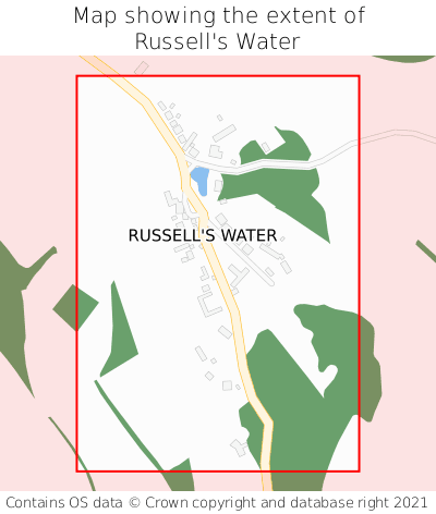 Map showing extent of Russell's Water as bounding box