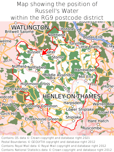 Map showing location of Russell's Water within RG9