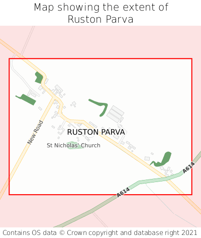 Map showing extent of Ruston Parva as bounding box