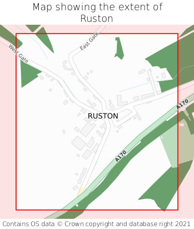 Map showing extent of Ruston as bounding box