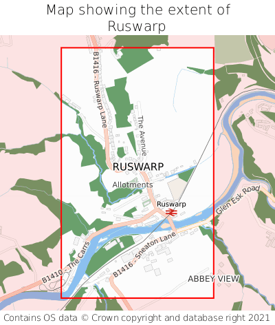 Map showing extent of Ruswarp as bounding box