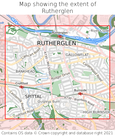 Map showing extent of Rutherglen as bounding box