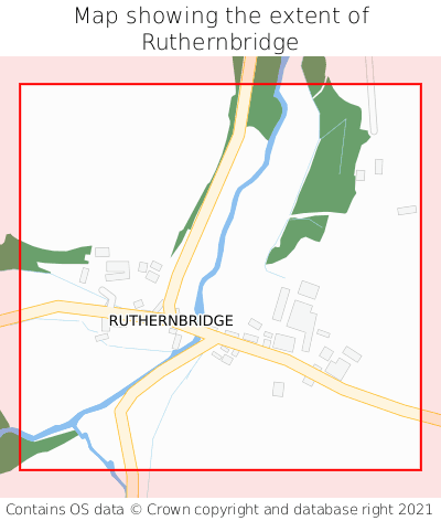 Map showing extent of Ruthernbridge as bounding box