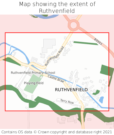 Map showing extent of Ruthvenfield as bounding box