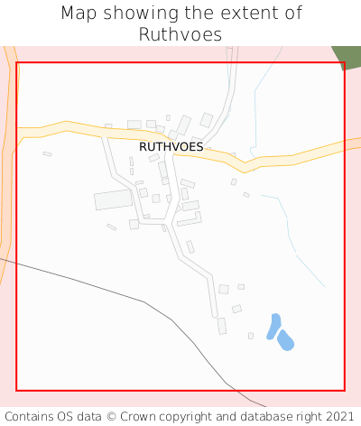Map showing extent of Ruthvoes as bounding box