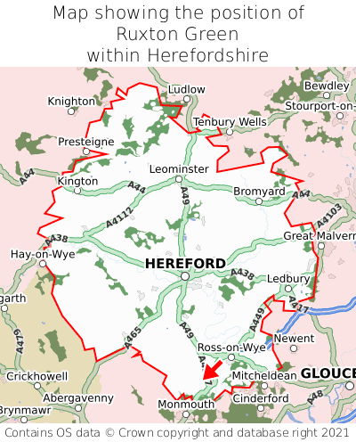 Map showing location of Ruxton Green within Herefordshire