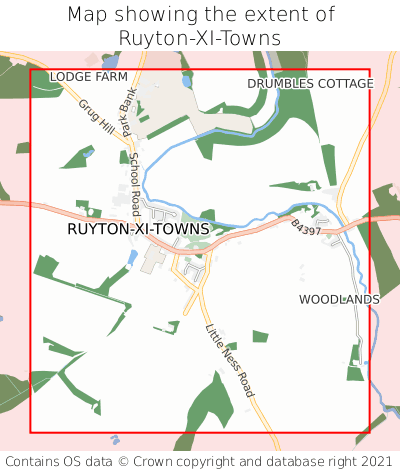 Map showing extent of Ruyton-XI-Towns as bounding box