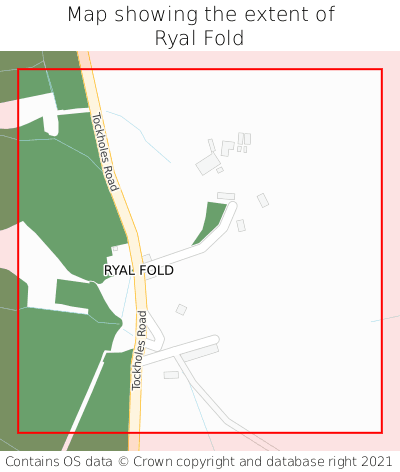 Map showing extent of Ryal Fold as bounding box