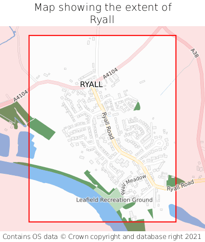 Map showing extent of Ryall as bounding box