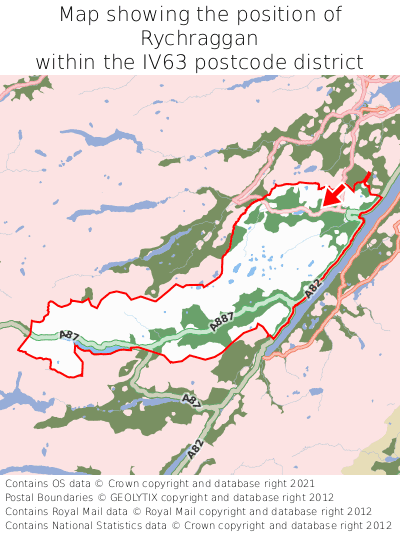Map showing location of Rychraggan within IV63