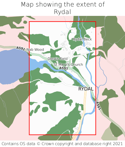 Map showing extent of Rydal as bounding box