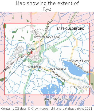 Map showing extent of Rye as bounding box
