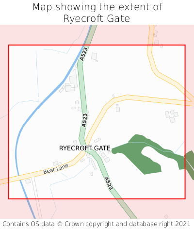 Map showing extent of Ryecroft Gate as bounding box