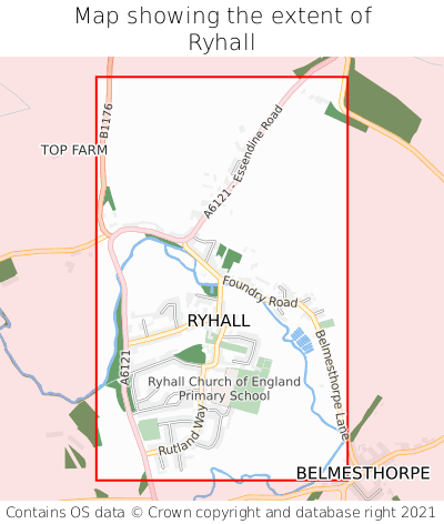 Map showing extent of Ryhall as bounding box