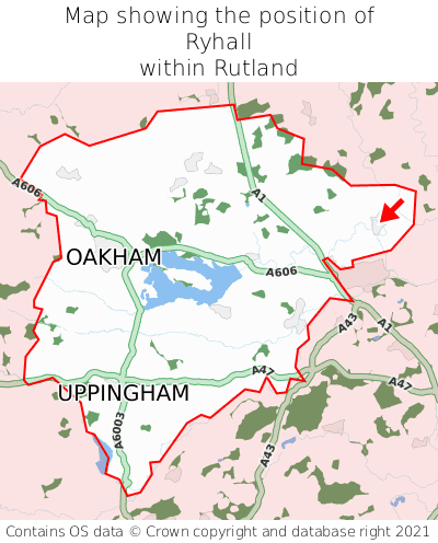 Map showing location of Ryhall within Rutland
