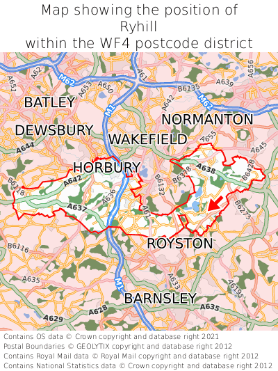Map showing location of Ryhill within WF4