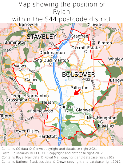 Map showing location of Rylah within S44