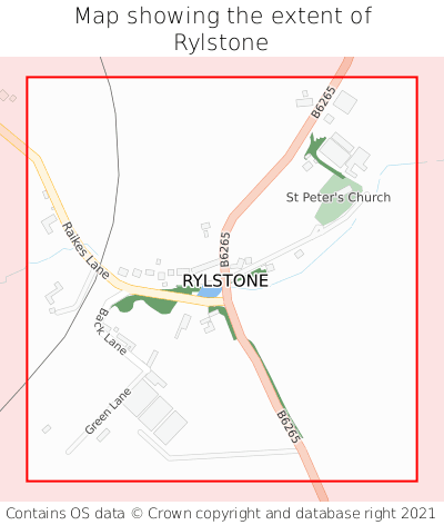 Map showing extent of Rylstone as bounding box