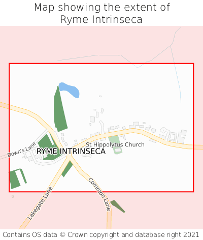 Map showing extent of Ryme Intrinseca as bounding box