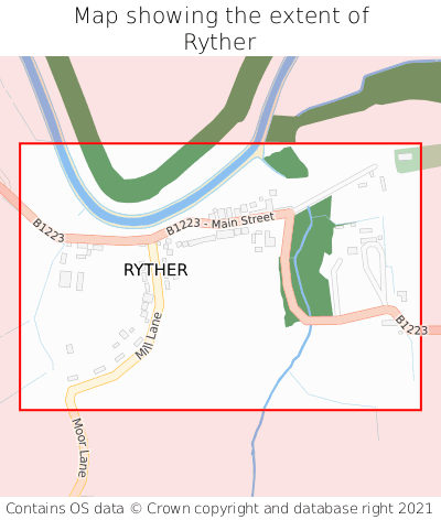 Map showing extent of Ryther as bounding box