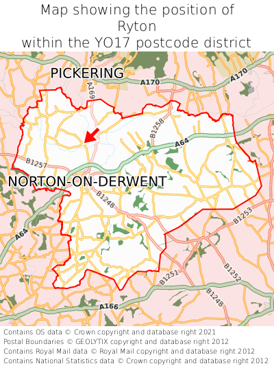 Map showing location of Ryton within YO17