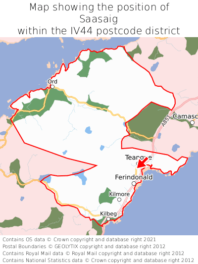 Map showing location of Saasaig within IV44