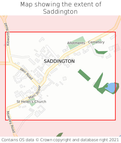 Map showing extent of Saddington as bounding box