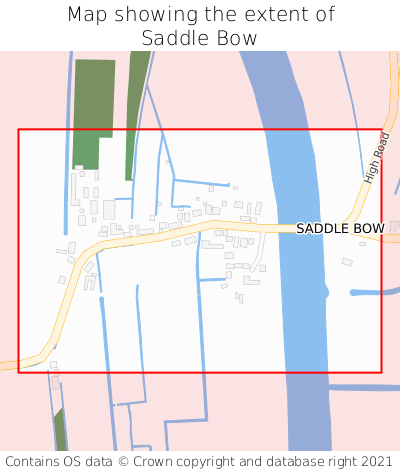 Map showing extent of Saddle Bow as bounding box