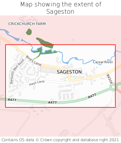 Map showing extent of Sageston as bounding box
