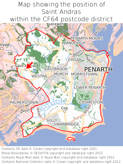 Map showing location of Saint Andras within CF64