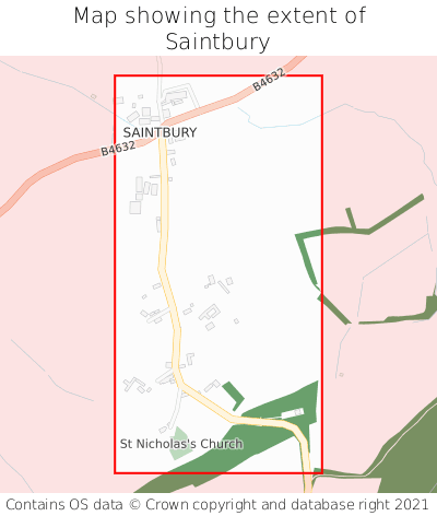Map showing extent of Saintbury as bounding box