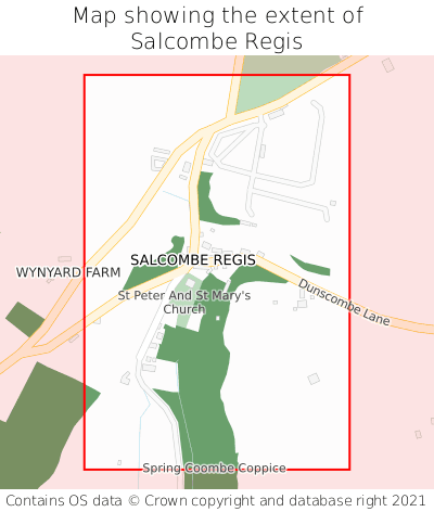 Map showing extent of Salcombe Regis as bounding box