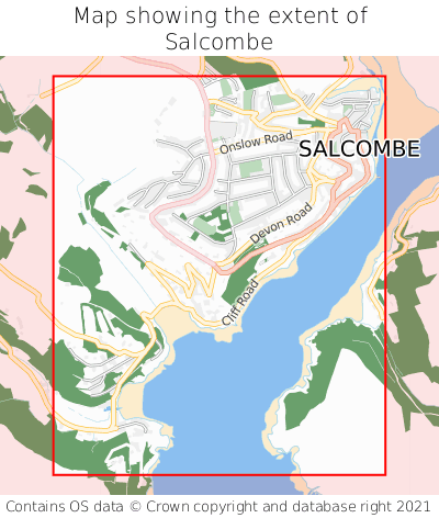 Map showing extent of Salcombe as bounding box
