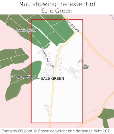 Map showing extent of Sale Green as bounding box