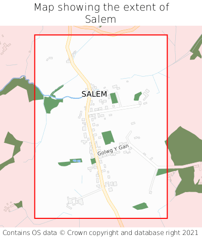 Map showing extent of Salem as bounding box