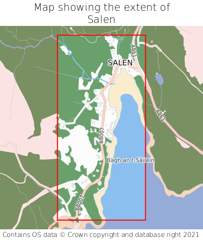 Map showing extent of Salen as bounding box
