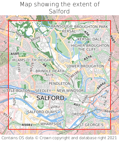 Map showing extent of Salford as bounding box