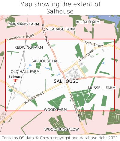 Map showing extent of Salhouse as bounding box