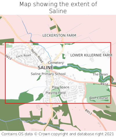 Map showing extent of Saline as bounding box