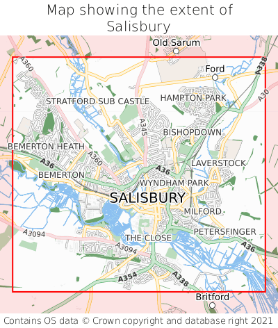 Map showing extent of Salisbury as bounding box
