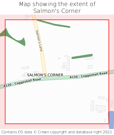 Map showing extent of Salmon's Corner as bounding box