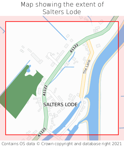 Map showing extent of Salters Lode as bounding box